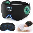 3D Sleep Mask with Bluetooth Headphones, Breathable Cotton Sleeping Headphones for Side Sleepers, Wireless Music Eye Mask with Timer, Gifts for Men Women, Black