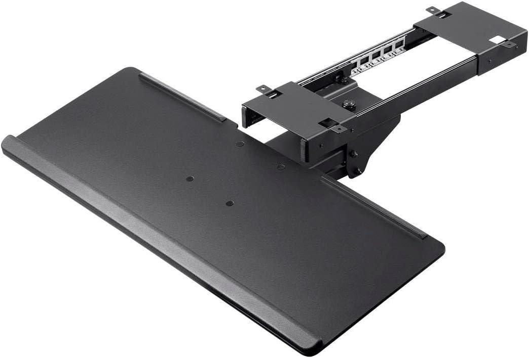 Monoprice Adjustable Ergonomic Keyboard Tray  With a 26.4 x 10in Full Size Platform, Extends Min 18.2in / Max 30.8in, Black - Workstream Collection