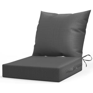 LAGRATY Outdoor Chair Cushions for Patio Furniture24" x 24" Deep Seat Cushions with Backrest for Couch Sofa Chair - Waterproof Fade-Resistant Patio Cushion (Set of 1,Grey)