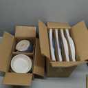 Famiware Milkyway Plates and Bowls Sets, 12 Pieces Dinnerware Sets, Reactive Glaze Dish Set, Stoneware Dishes Set for 4, Matte Beige White & Matte Dark Charcoal