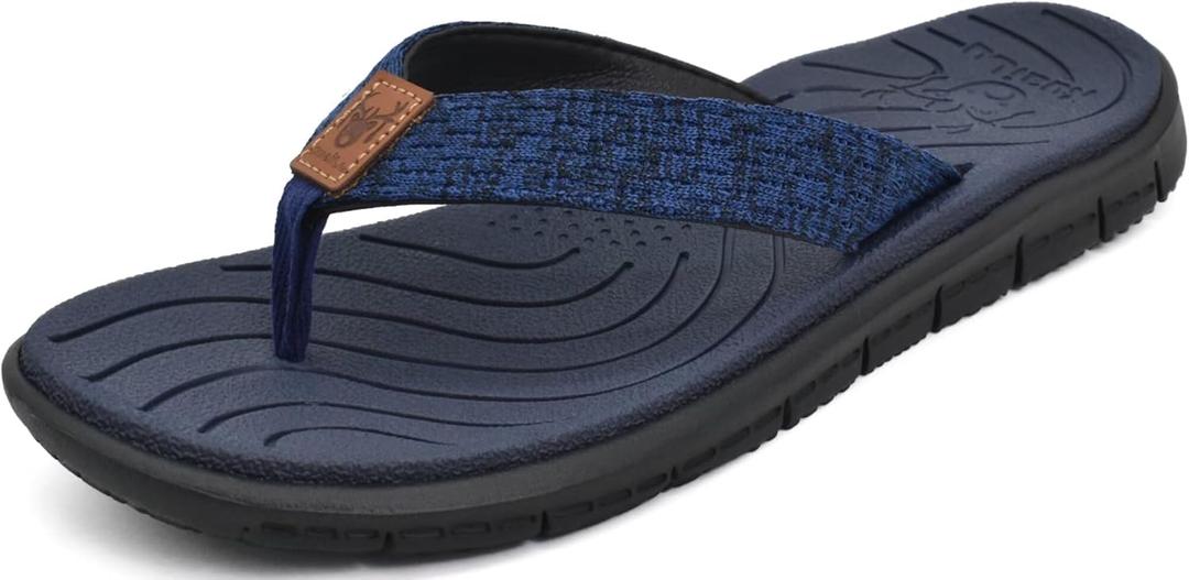 KuaiLu Womens Casual Flip Flops with Comfortable Arch Support Yoga Mat Summer Beach Walking Thong Cushion Sandals Lightweight Flats Non-Slip Shoes Indoor Outdoor