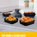 Upgraded Air Fryer Silicone Liners for Ninja Crispi FN101GY/FN101SG/FN101ST,Non-Stick Reusable Ninja Glass Air Fryer Accessories,Big Liner for 4 QT Container & Small Liner for 6 Cup Container, Black