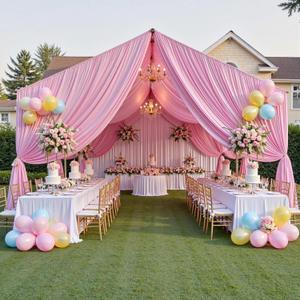 2 Panels 5ftx30ft Light Pink Ceiling Drapes for Wedding Parties – 30 FT Extra Long Thick Polyester Wrinkle-Free Drapery Tent Decor Decorations for Birthday Party Ceremony Stage Swag