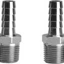 Beduan Stainless Steel 3/4" Hose Barb to 3/4" Male NPT Home Brew Fitting Water Fuel Air (Pack of 2)