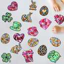 Newtay 72 Pcs Valentines Day Suncatchers Paper Crafts DIY Heart Shaped Window Stained Glass Effect Paper Kits St. Patricks Day Easter Crafts for Home Decor Valentine Art Supplies
