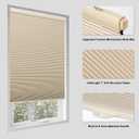 Tonature No Drill Cellular Shades for Indoor Windows, Thermal Insulating & Noise Reducing Honeycomb Blinds, Free Stop Cordless Blackout Shades, Beige, 35 1/2" W x 64" H