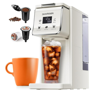 SHARDOR Coffee Maker Hot & Iced With Bold Setting,Single Serve Coffee Maker For K Cup And Grounds，52 Oz Removable Water Tank,6-14 Oz Brew Sizes,One Cup Kcup Coffee Machine With Reusable Filter, White