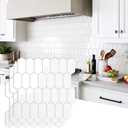 Vamos Tile Upgraded Thicker Design Peel and Stick Backsplash Tile, 10-Sheet Pure White with Gray Grout Long Hexagon Self Adhesive Wall Tiles Stick On Backsplash for Kitchen Bathroom RV Fireplace