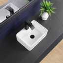 Vessel Sink 16"x12" Bathroom Rectangular Sink White with Faucet Hole, 15.9"x12"