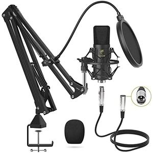 XLR Condenser Microphone, TONOR Professional Cardioid Studio Mic Kit with T20 Boom Arm, Shock Mount, Pop Filter for Recording, Podcasting, Voice Over, Streaming, Home Studio, YouTube (TC20)
