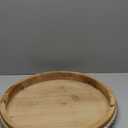 SOFE 16 Inches Round Wood Tray, Hand Crafted Beaded Farmhouse Large Candle Tray Decorative, Rustic Coffee Table Centerpieces for Kitchen and Dining, Living Room