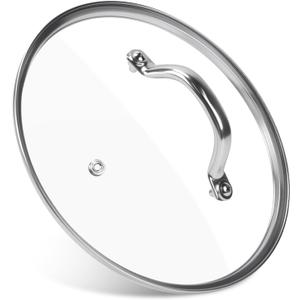 9.1 Inch Tempered Glass Lid Replacement for Instant Pot 6 Quart Pressure Cooker Inner Pot, 6 Qt Round Clear Tempered Pot Cover Accesories for Cooking, Stainless Steel Handle and Rim, 1Pack