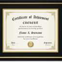 CREKERT Diploma Frame 11x14 Degree Frame Solid Wood Shatter-Resistant Glass for Documents Certificate Blackgold Frame 8.5x11 with Mat (Black Mat, 1 Pack) (11x14 inch, Black + Goldem Rim)