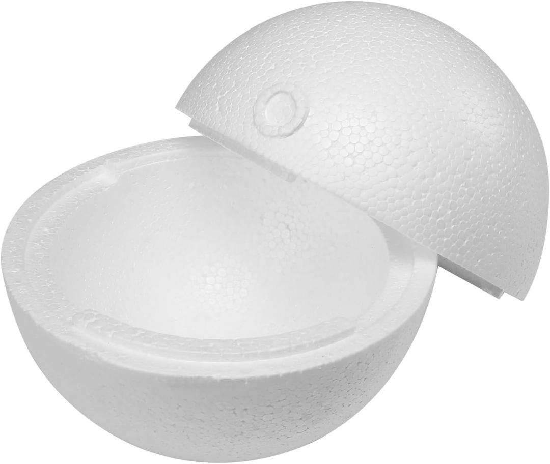 Crafjie 2PCS 8 Inchs Hollow Half Foam Balls Hollow Dome Polystyrene Balls Craft Hollow Ball for DIY Crafts Arts Round Balls with Artist Painting Supplies and DIY Home Craft Project, White