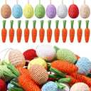 Bucherry 36 Pcs Easter Decorations for Home 5'' Artificial Jute Carrots Decor 2.4'' Colorful Egg Hanging Tree Ornaments for Small Tree Vegetable Gifts Basket Fillers Tabletop Home Party