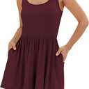 ZAFUL Womens Summer One Piece Sleeveless Tank Top Playsuits Short Jumpsuit Flowy Beach Rompers with Pockets (Large, Burgundy)