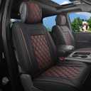 JOJOBAY Car Seat Covers for Dodge Ram,Fit 2009-2025 1500/2500/3500 HD Pick-up Truck,Crew,Regular,Quad,Mega Cab,Waterproof Synthetic Leather Seat Covers(5PCS-Full Set,Black-Brown)