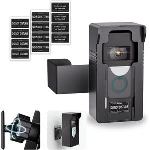 Anti-Theft Doorbell Mount with Ring: 360 Adjustable Angle Wireless Camera Holder No Drill for Apartment Door - 2025 Video Wired Mounting Bracket for Brick Concrete Wall Renter Friendly Home House (Black)
