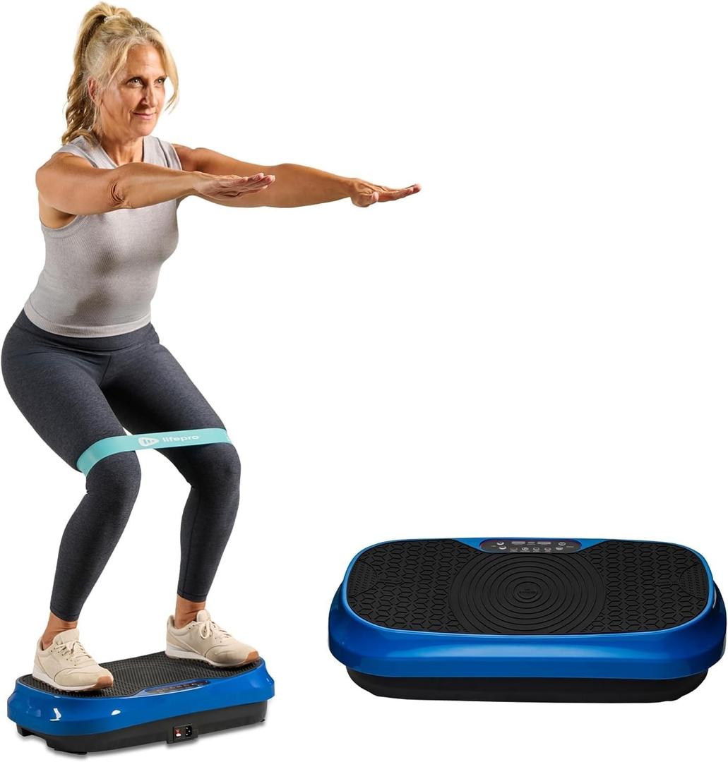 LifePro Waver Mini Vibration Plate Exercise Machine  Portable Full Body Vibration Platform for Home & Travel Workouts, Weight Loss, Toning & Wellness, with 2 Loop Bands & 4 Resistance Bands (Blue)