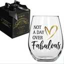 Not A Day Over Fabulous Wine Glass, Happy Birthday Gift for Women Sister Wife Friend Boss Mom Aunt BFF Female, Mothers Day Gift, Novelty Christmas Gift for Best Friend, Sister, Coworkers, Families