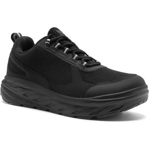 OrthoComfoot Men's Orthopedic Diabetic Wide Walking Shoes: Comfortable Plantar Fasciitis Fashion Sneakers with Arch Support for Swollen, Casual Hammer Toes Shoes for Foot and Heel Pain Relief (K1-black)