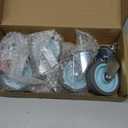 Heavy Duty Caster, Rubber Swivel with Side Brakes,3 Inch Locking Stem Threaded Stem 3/8 Inch, 4PCS