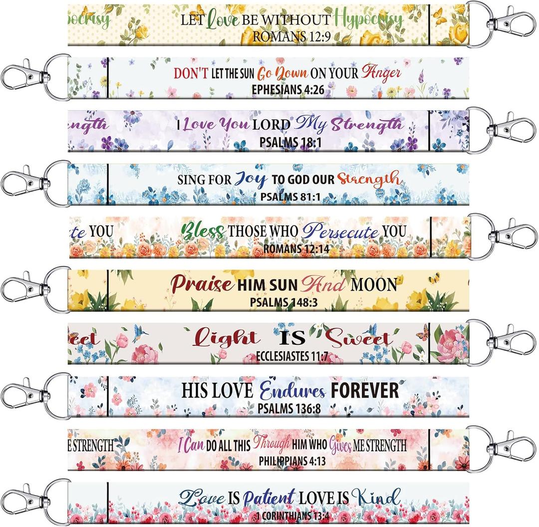 100 Pcs Christian Bible Keychain Gifts Bulk for Women Butterfly Classic Floral Inspirational Religious Bible Verse Keychain Church Lanyard Scriptures Gifts for Birthday Tea Party Favor