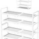 SNTD Shoe Rack - Expandable Shoe Organizer for Closet, Adjustable Metal Shoe Shelf Storage, Stackable Long Shoe Stand Holder for Garage, Entryway, Door Entrance (White, 4-Tier)