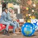 4 PCS Hanukkah Ornament Balls 24 Inch Large Inflatable Hanukkah Decorations White and Blue Menorah Decorations for Yard Garden Indoor Outdoor Holiday Decoration (4)