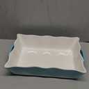 Sweejar Casserole Dishes for Oven, Ceramic 9x13 Baking Dish, Wave Edge Bakeware with Handles, Large Rectangular Lasagna Pan Deep for Roasting, Baking, Cooking, Banquet and Daily Use (Turquoise)