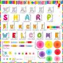 3D Pencil Welcome Back to School Bulletin Board Decorations Set for Classroom Cutouts Back to School Colorful Paint Theme Bulletin Board Borders Letters Kindergarten Preschool Classroom Decor