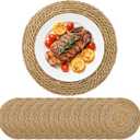 Set of 12 Round Woven Placemats, 13 Inch Rattan Chargers for Dinner Plates, Wicker Placemats, Boho Farmhouse Rustic Braided Jute Table Mats for Kitchen Dining Party Decor
