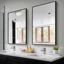 Bathroom Vanity Mirror for Wall, 2 Pack 36" x 24" Metal Framed Rectangular Bathroom Wall Mirror for Over Sink, HD Shatterproof Glass, Hangs Horizontally or Vertically (Black)