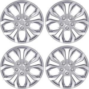 4-Pack Universal Hubcaps Replacement R17 17 inch, Steel Wheel Rim Cover for Most Cars Trucks Sedans SUV, 17" 17 in Wheel Covers Hub Caps (Silver Color)