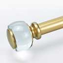 Adjustable 72-144'' Luxury Gold Curtain Rods, 1 Inch Diameter with Clear Knob Finials, Fits 68-140 Inches Windows, Heavy Duty Decorative Window Drapery Rod