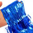 2 x Blue Backdrops Curtains Party Decorations, Tinsel Streamers Birthday Decoration for Easter Decoration, Photo Booth Props for Baby Shower, Graduation, Wedding, 2Pack 3.28X8.2Ft