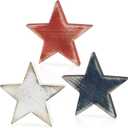 3 Pcs 4th of July Wooden Star Signs,Rustic Memorial Day Tiered Tray Decor, American Patriotic Table Decoration for Home Kitchen (Classic)