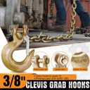 3/8" Clevis Slip Hook, G70 Tow & Winch Hooks with Safety Latch, Heavy Duty Forged Hook for Trailer, Transport, Lift & Pull, 18,000 lbs Capacity (4 Pack)