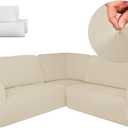 Breling 3 Pcs L Shaped Couch Covers for Sectional Corner Sofa Stretch 5 Seat Washable Corner Sofa Slipcover Sectional Couch Protector for Living Room, Beige