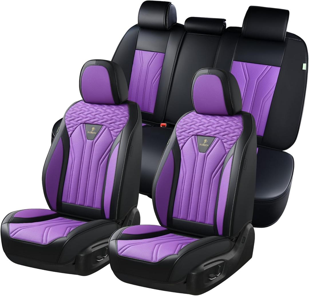 FLORICH Automotive Seat Covers, Seat Covers Full Set, Car Seat Protectors 5 Seats, Purple & Black Automotive Seat Covers Fit for Most Cars Trucks