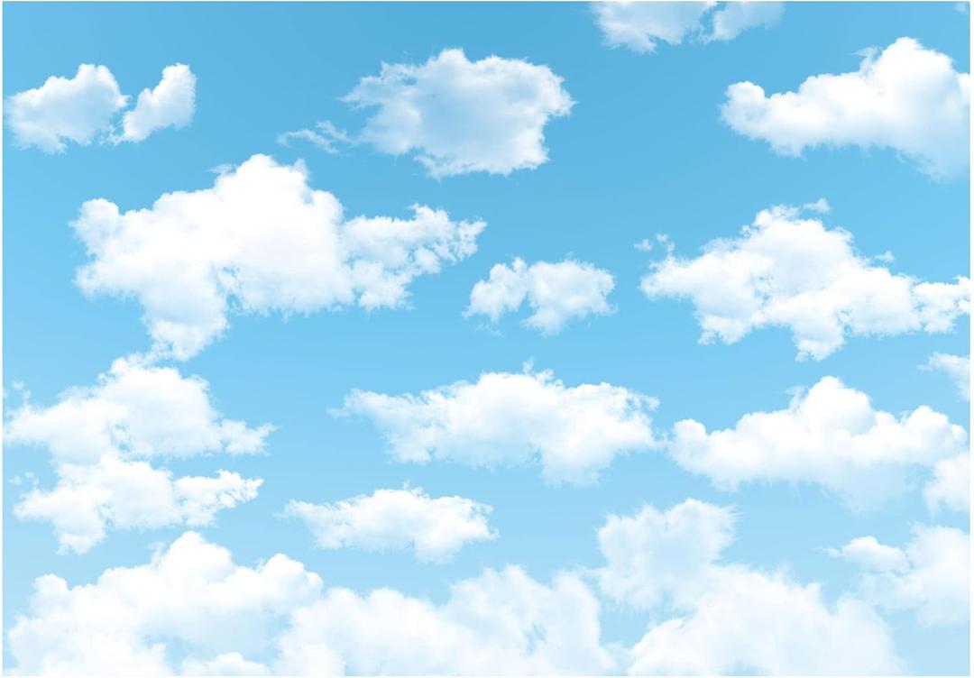 Allenjoy 7x5ft Vinyl Blue Sky White Cloud Backdrop - Not Fabric - Ideal for Newborn, Spring, Kids, Children, Aviator, Birthday Party, Baby Shower, World Travel Background