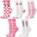 Thin Fun Socks for Women, Cute Crew Socks, Women's Novelty Socks，5 Pairs，Ideal for Christmas, Holiday Gifts Size 6-10