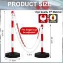 9 Packs Traffic Delineator Post Cone with Base, Traffic Cones Safety Cones Caution Cones Plastic Stanchion Chain Safety Barriers with 6.6 Feet Link Chain and S Hooks for Parking Lot (Red)