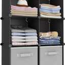 6-Cube Storage Organizer, Closet Organizer Storage Cabinet Shelf Bookcase Bookshelf with Metal Hammer, Storage Cubes Organizer Cabinet for Kids, Closet, Bedroom, Bathroom(11.8x11.8x11.8 inch) Black