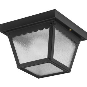 Progress Lighting 1-Light Indoor and Outdoor Flush Mount Ceiling Light, Interior and Exterior Ceiling-Mount Fixture for Porches, Patios, Garages, Hallways, Metal, 7-1/2" by 5", Black, P5727-31