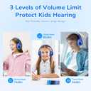 EarFun K4 Kids Bluetooth Headphones, Wireless Headphones with LED Lights, 74/85/94dBA Volume Limited, Built-in Mic, 90H Playtime, Bluetooth 5.4 Over Ear Headphone for iPad/Tablet/PC/School