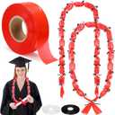 Candy Lei Tubing 2 Inch x 1000 ft Graduation Candy Lei Making Kit Class of 2025 Congrats Grad Poly Tubing 2 Rolls Ribbon Dessert Filler for DIY Graduation Wreaths Packing Snacks Gift(Red)