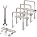 4 Pcs M8 Square U Bolts 2-1/2 Inch Wide, 5/16" x 2-1/2"W x 4" L Stainless U Bolt Heavy Duty with Nuts, Bolt Plate and Washers (4, M8 x 2-1/2"W x 4" L)