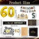 60th Birthday Decorations for Men - Vintage 1966 Birthday Supplies with Banner, Crown, Sash, Cake Topper, Gold 60 Number Balloons, Card with Envelope, 60 Year Old Party Decor Set for Him