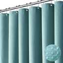 Dynamene Extra Long Shower Curtain,84 Inch Long Waffle Weave Weighted Thick Cloth Bathroom Shower Curtain, Neutral Heavy Duty Hotel Bath Curtain Set with 12 Plastic Hooks,72x84,Teal